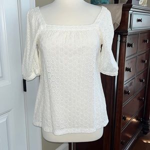 Ann Taylor Loft Size 4 Ivory Eyelet Shirt